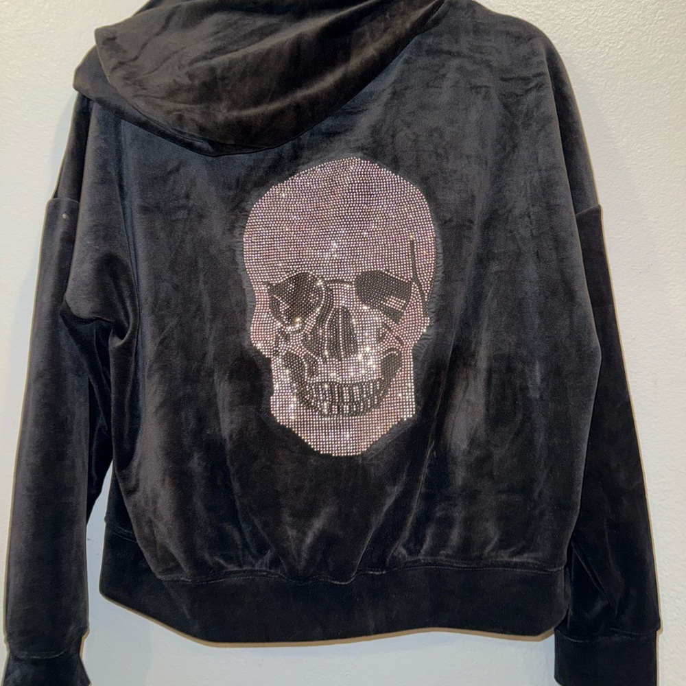 Truth Black Velour Zip-Up Hoodie sweater size medium